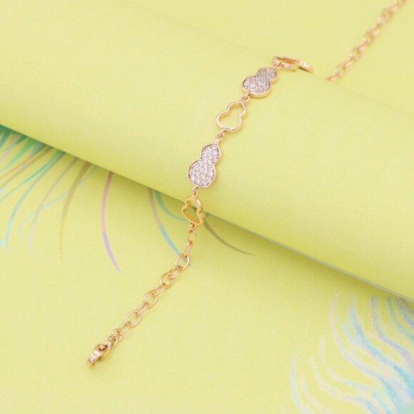 "Elegant Rose Gold Gourd Design Bracelet with Crystal Accents, XPBL0918 - Picture 7 of 12